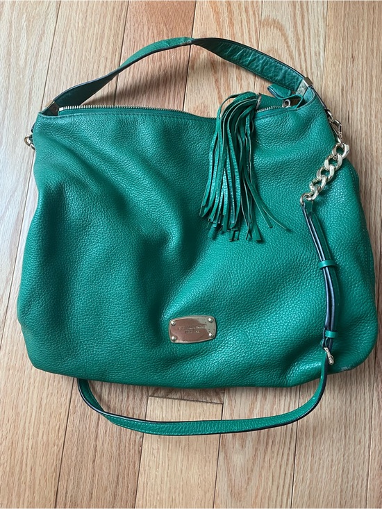 Michael Kors Handbags - Michael Kors Emerald Green Pebbled Leather Shoulder Hobo with Tassel